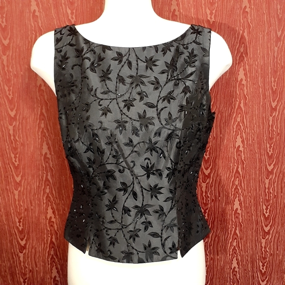 J S COLLECTION PETITE 3 PIECE SKIRT SUIT WOMEN BEADED DARK GRAY EXTRA LONG SKIRT - Picture 6 of 16